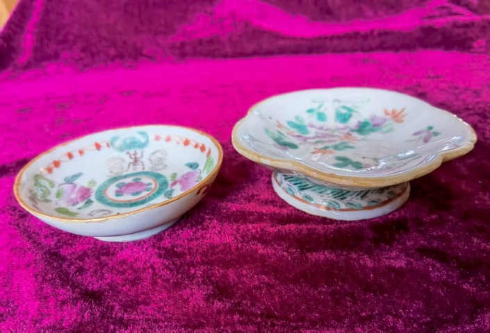 古玩陶瓷福壽紋粉彩盤真品鑒賞圖