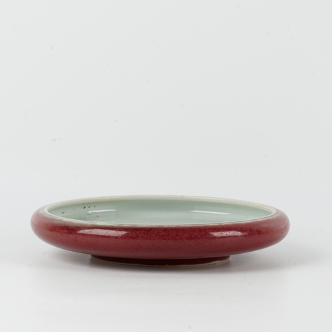 古玩陶瓷晚清紅釉筆洗真品鑒賞圖