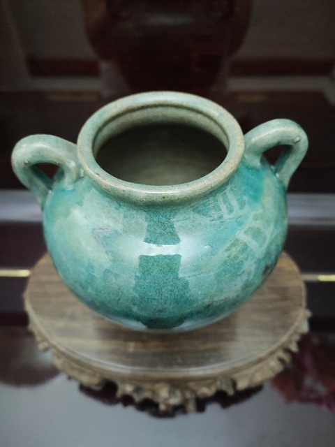 古玩陶瓷晚清-綠釉雙系罐拍賣,當(dāng)前價格880元