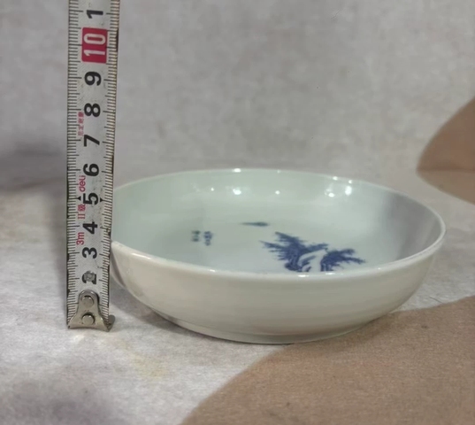 古玩陶瓷青花垂釣圖盤,模糊,偏老真品鑒賞圖
