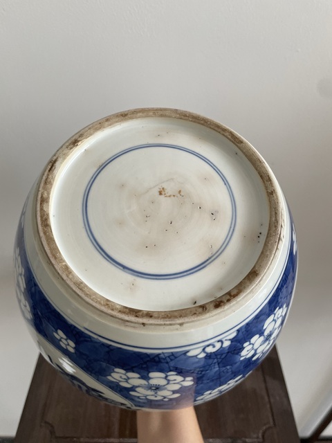 古玩陶瓷青花冰梅開(kāi)窗博古罐真品鑒賞圖