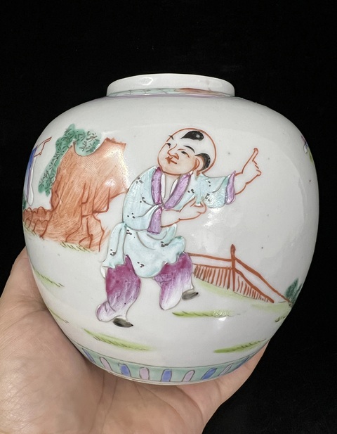 古玩陶瓷粉彩人物故事罐拍賣，當前價格1500元