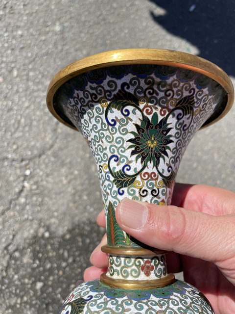 古玩銅器景泰藍瓶真品鑒賞圖