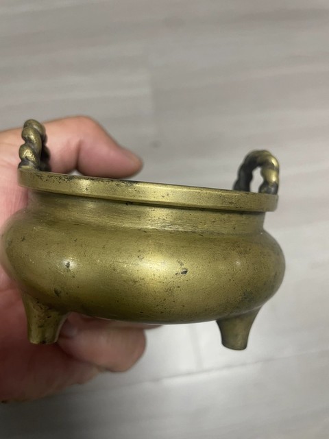 古玩銅器繩耳爐真品鑒賞圖