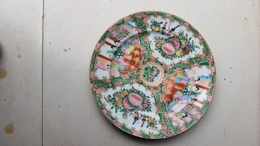 古玩陶瓷廣彩人物故事紋盤真品鑒賞圖