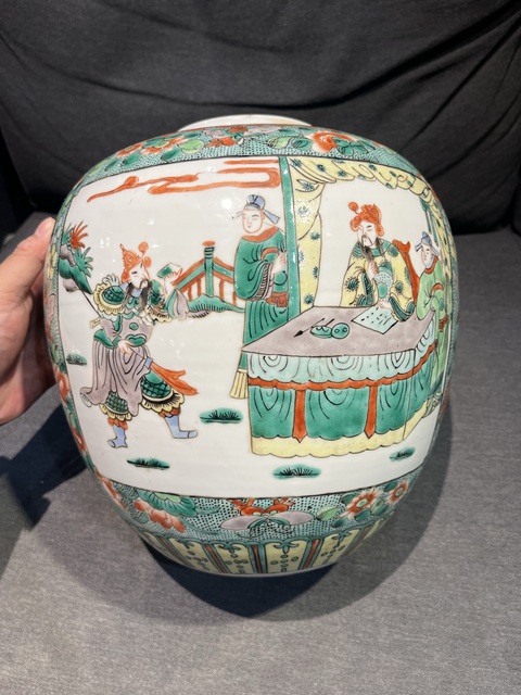 古玩陶瓷五彩人物故事罐真品鑒賞圖