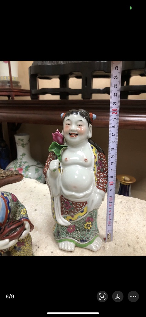 古玩陶瓷和合二仙粉彩塑像拍賣，當(dāng)前價(jià)格3888元