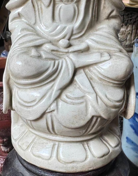 古玩陶瓷漳州窯哥釉觀音菩薩造像真品鑒賞圖