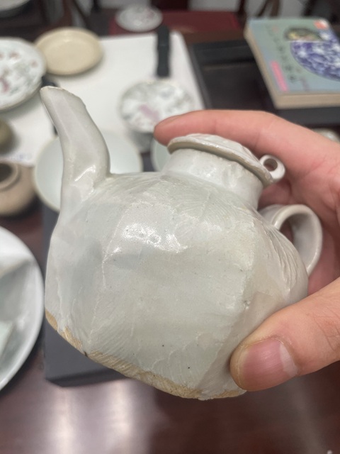 古玩陶瓷宋代·青白釉印樹葉紋壺 真品鑒賞圖