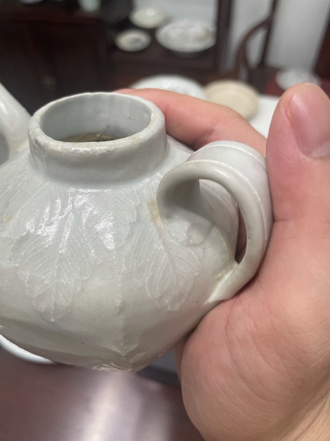 古玩陶瓷宋代·青白釉印樹葉紋壺 真品鑒賞圖