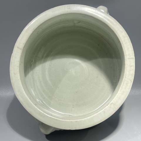 古玩陶瓷龍泉哥釉獅耳爐真品鑒賞圖