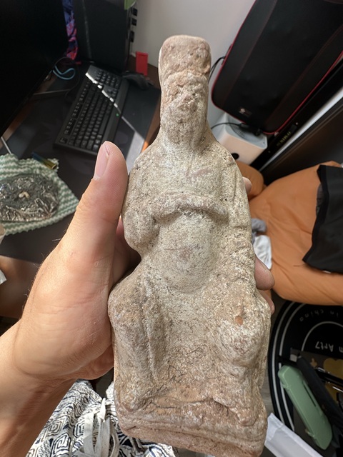 古玩陶瓷紅陶文官傭真品鑒賞圖