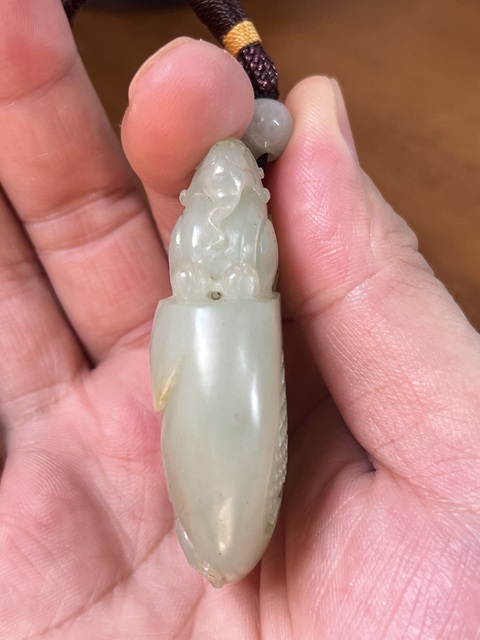 古玩玉器和田玉雕“府上有壽”把件真品鑒賞圖