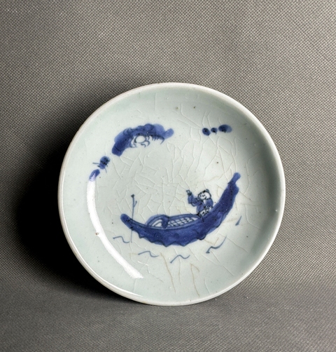 古玩陶瓷青花山水人物盤真品鑒賞圖