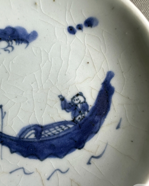 古玩陶瓷青花山水人物盤真品鑒賞圖