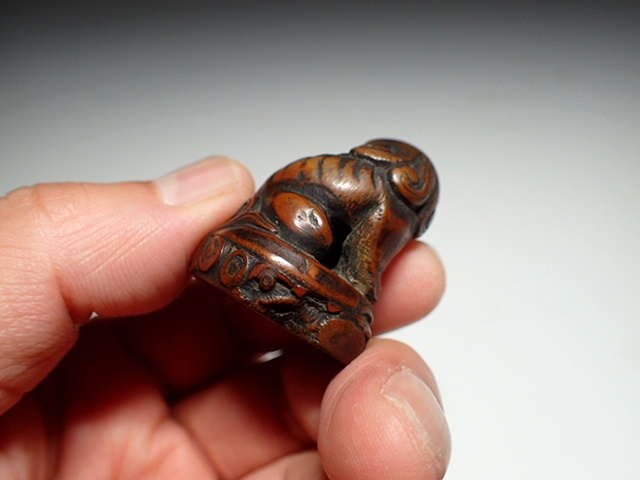 古玩雜項竹刻小獸真品鑒賞圖