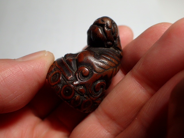 古玩雜項竹刻小獸真品鑒賞圖