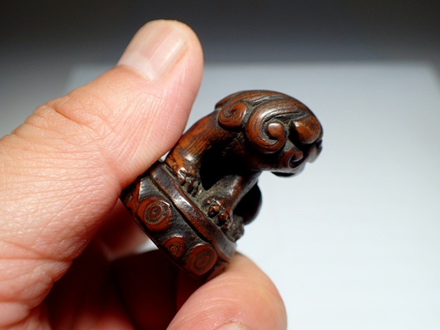 古玩雜項竹刻小獸真品鑒賞圖