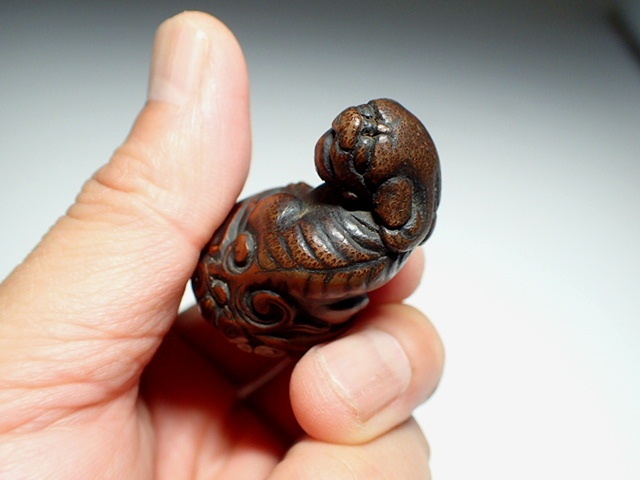 古玩雜項竹刻小獸真品鑒賞圖