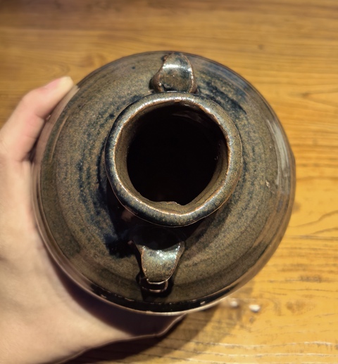 古玩陶瓷明窯變黑釉雙系梅瓶拍賣，當前價格68元