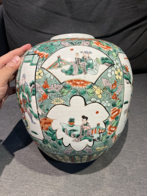古玩陶瓷五彩人物故事罐真品鑒賞圖