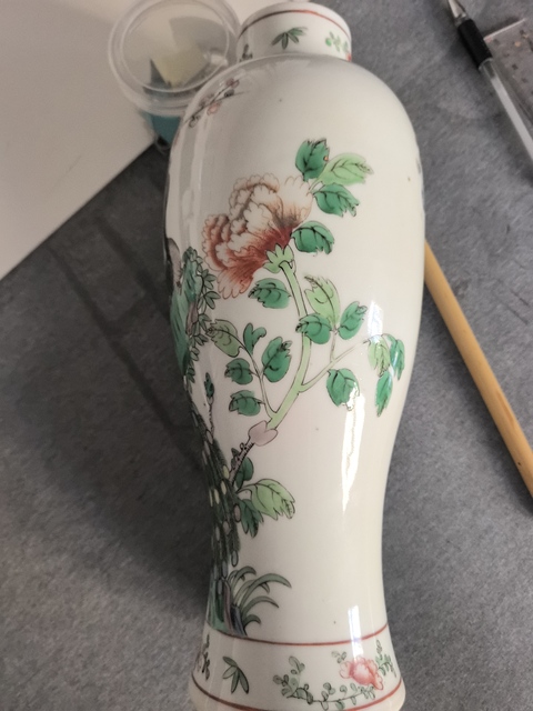 古玩陶瓷花鳥紋五彩雞腿瓶真品鑒賞圖