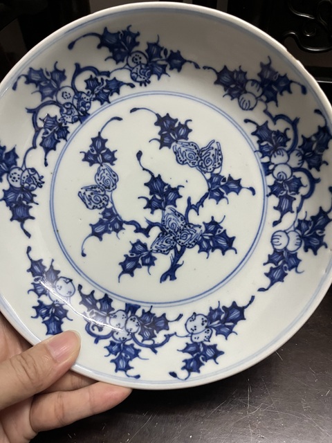 古玩陶瓷【對出】雍正青花折枝瓜果三多紋盤拍賣，當前價格10080元