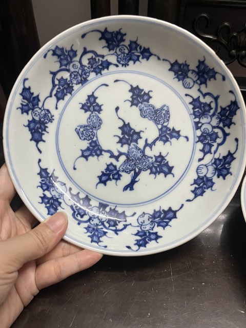 古玩陶瓷【對出】雍正青花折枝瓜果三多紋盤拍賣，當前價格10080元