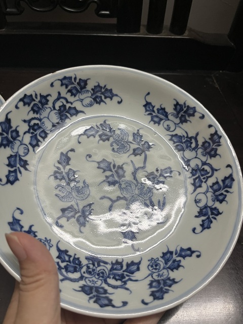 古玩陶瓷【對出】雍正青花折枝瓜果三多紋盤拍賣，當前價格10080元