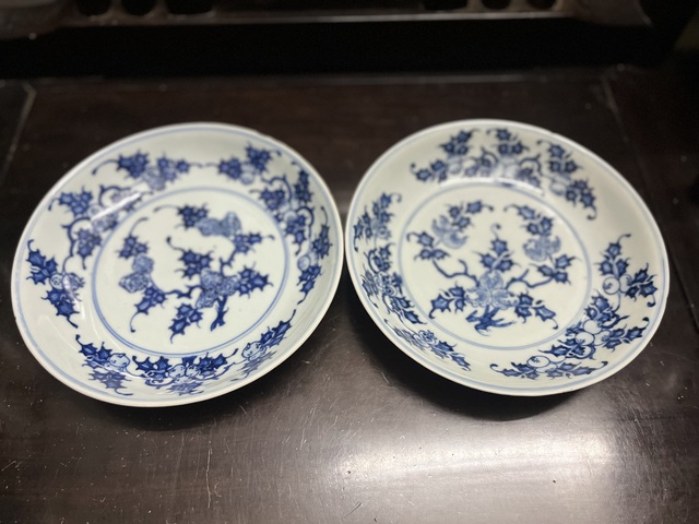 古玩陶瓷【對出】雍正青花折枝瓜果三多紋盤拍賣，當前價格10080元