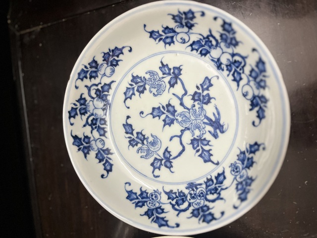 古玩陶瓷【對出】雍正青花折枝瓜果三多紋盤拍賣，當前價格10080元
