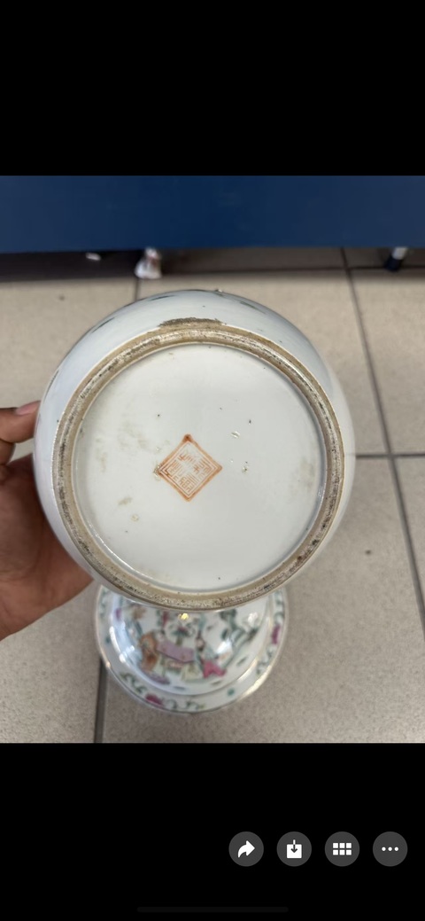古玩陶瓷人物紋粉彩四系粥罐真品鑒賞圖
