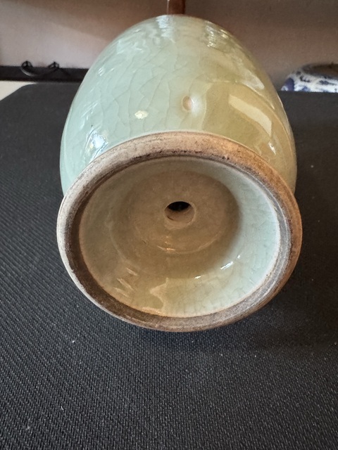 古玩陶瓷青釉紫斑雙耳瓶拍賣，當前價格7500元