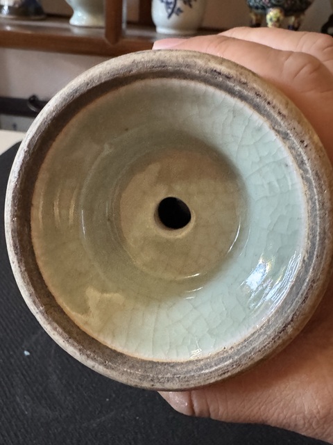 古玩陶瓷青釉紫斑雙耳瓶拍賣，當前價格7500元