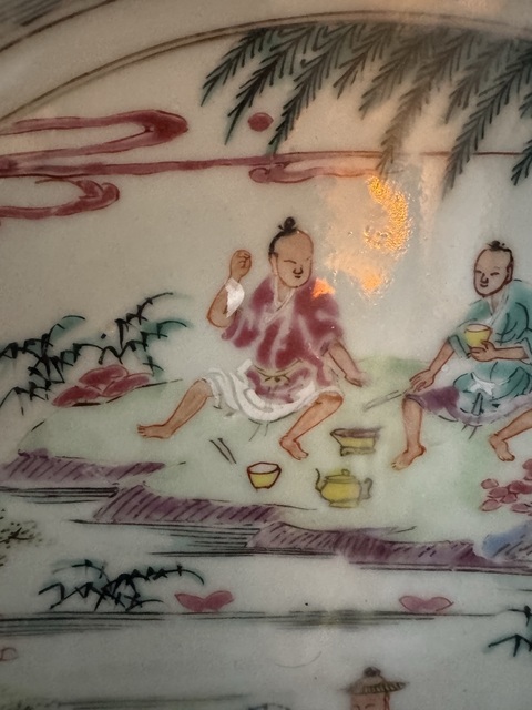 古玩陶瓷粉彩人物故事紋盤拍賣，當前價格5000元