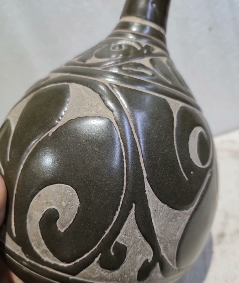 古玩陶瓷黑釉剔花玉壺春瓶真品鑒賞圖
