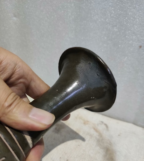 古玩陶瓷黑釉剔花玉壺春瓶真品鑒賞圖