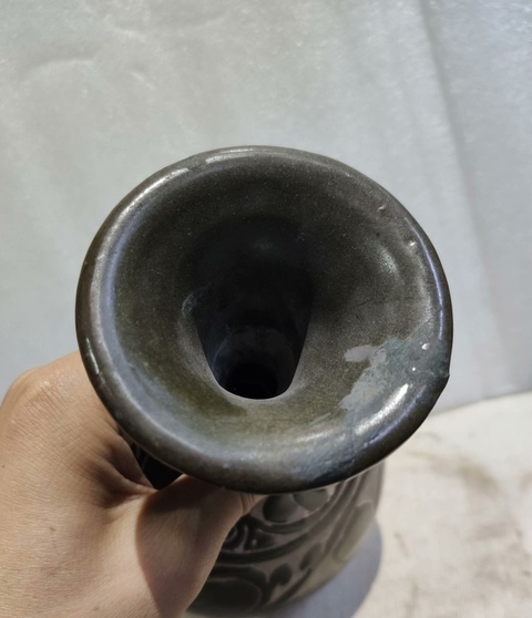 古玩陶瓷黑釉剔花玉壺春瓶真品鑒賞圖