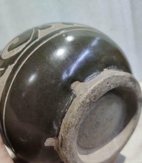 古玩陶瓷黑釉剔花玉壺春瓶真品鑒賞圖