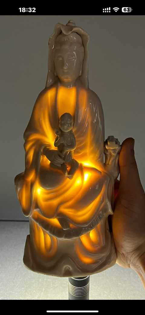 古玩陶瓷明代晚期德化窯白釉送子觀音塑像真品鑒賞圖