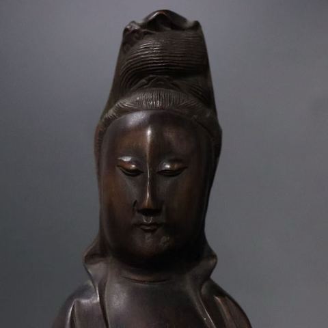 古玩雜項木雕觀音真品鑒賞圖