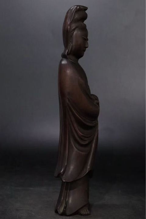 古玩雜項木雕觀音真品鑒賞圖