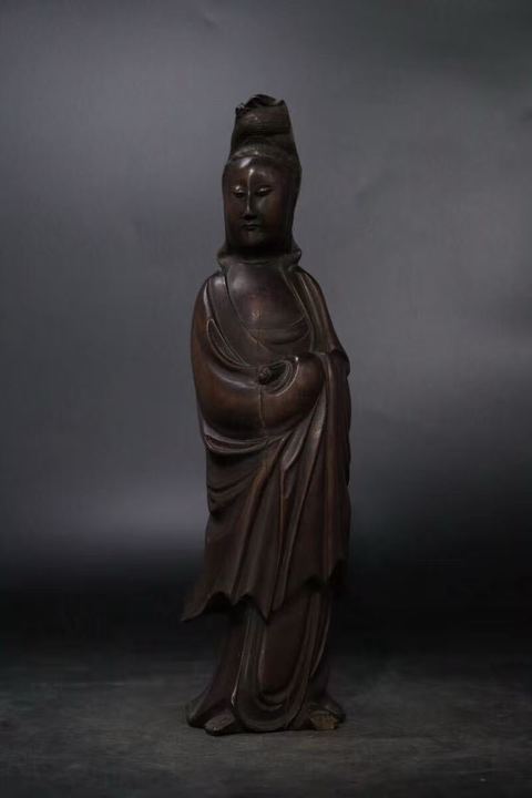 古玩雜項木雕觀音真品鑒賞圖