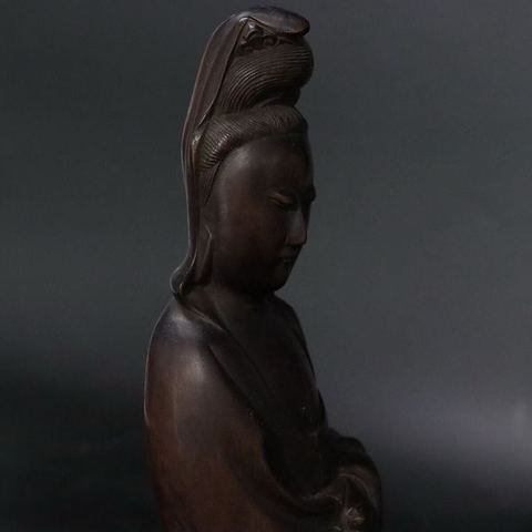 古玩雜項木雕觀音真品鑒賞圖