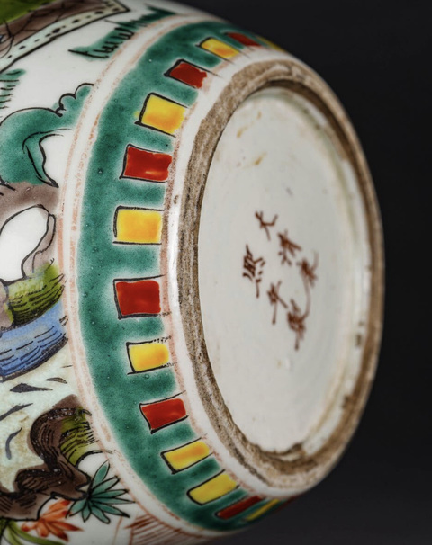 古玩陶瓷五彩人物故事紋罐真品鑒賞圖