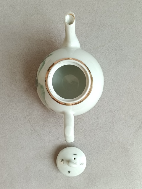 古玩陶瓷淺降彩山水紋茶壺拍賣,當前價格580元