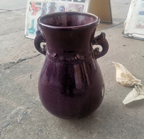 古玩陶瓷窯變釉雙耳瓶真品鑒賞圖