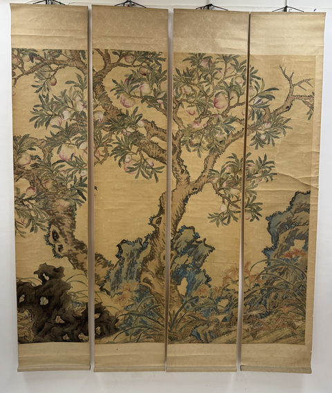 古玩字畫民國仿黃山壽《瑞徵上壽》真品鑒賞圖