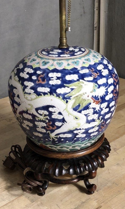 古玩陶瓷龍紋粉彩西瓜罐真品鑒賞圖