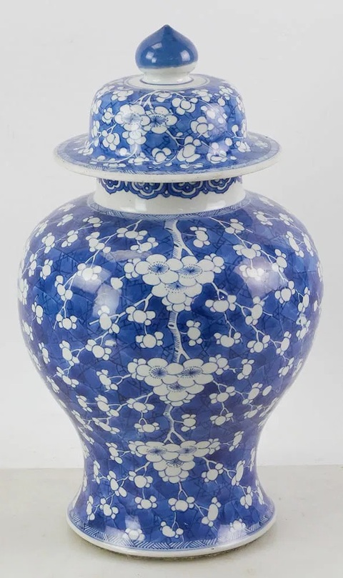 古玩陶瓷青花梅花紋將軍罐真品鑒賞圖